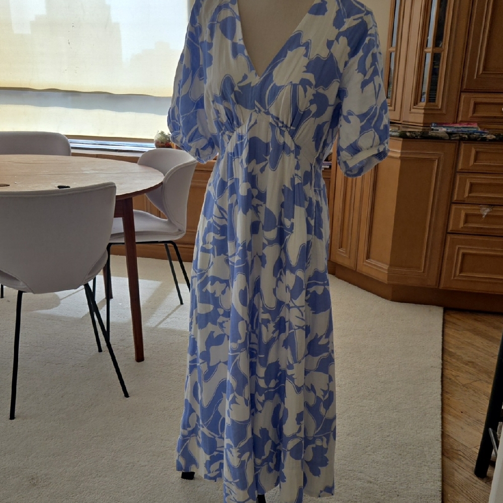 ME+EM Blue and White Maxi Dress